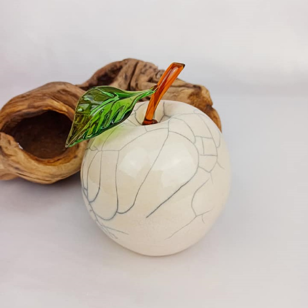Pomme ceramique Raku beige